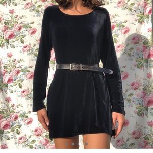 Vintage DKNY dark blue velvet mini shift dress